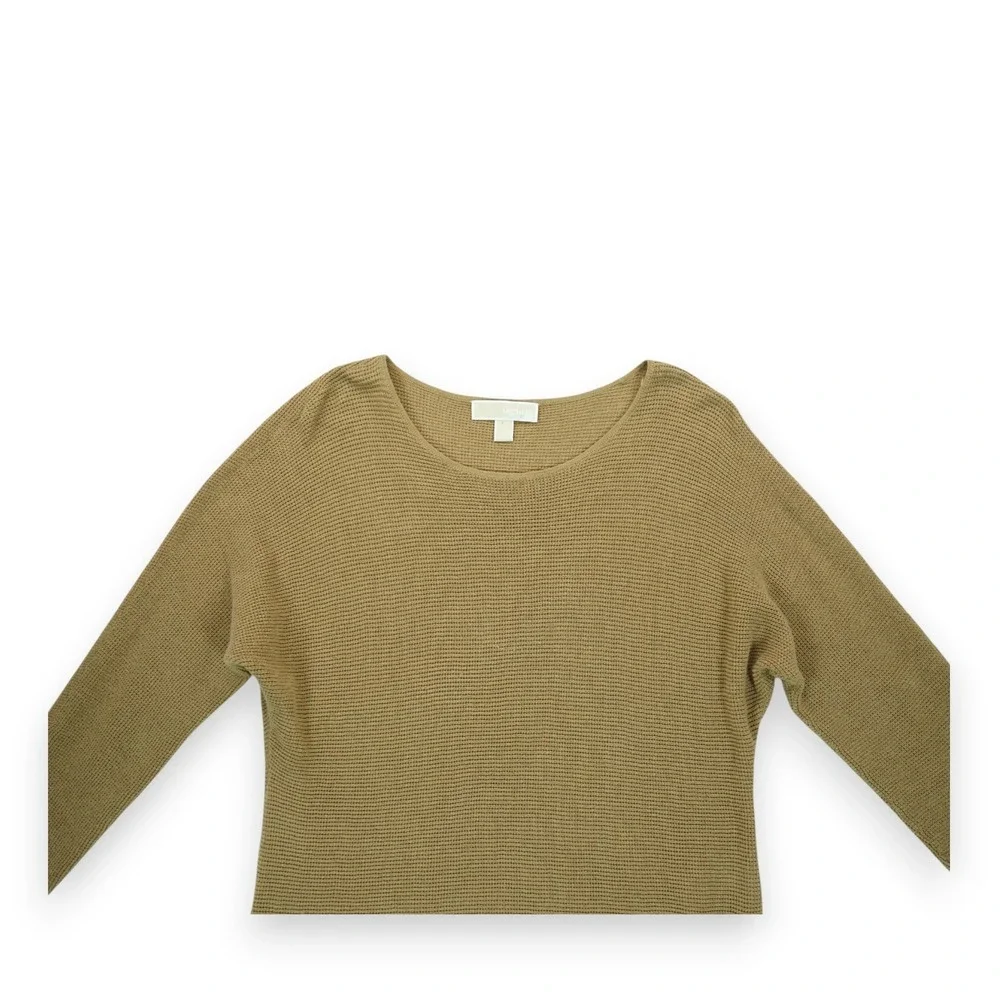 Michael Kors Waffle Pullover Sweater Small Side Gold Buttons Long Sleeve‎
